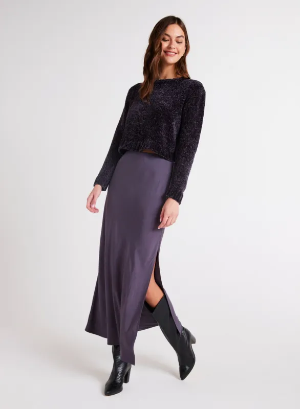 Satin Side Slit Bias Maxi Skirt - Galaxy Smoke sold by Bella Dahl