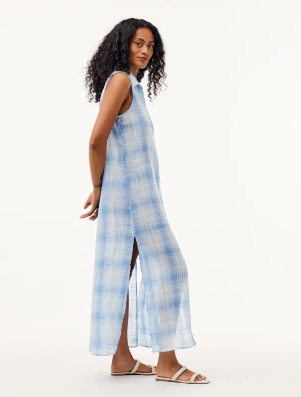 Sleeveless Duster Dress - Heather Blue Plaid sold by Bella Dahl
