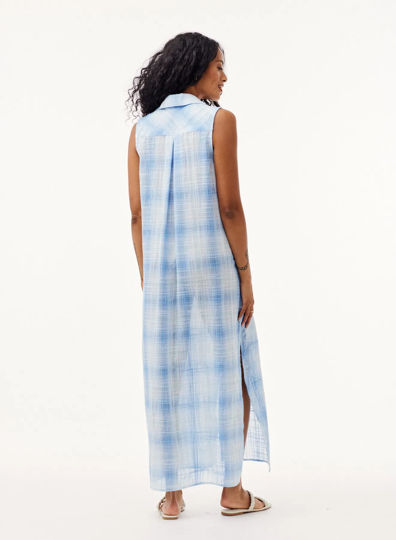 Sleeveless Duster Dress - Heather Blue Plaid sold by Bella Dahl product image thumbnail 2