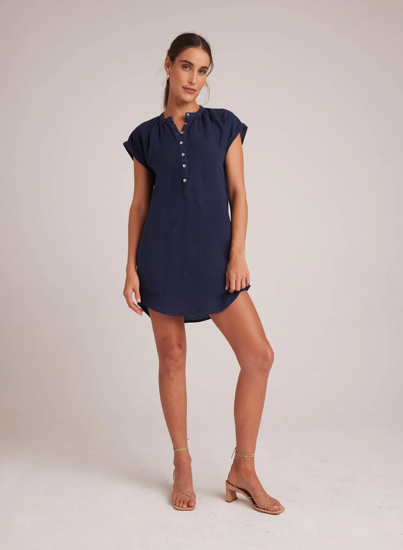 Cap Sleeve Henley Dress - Brazilian Navy sold by Bella Dahl