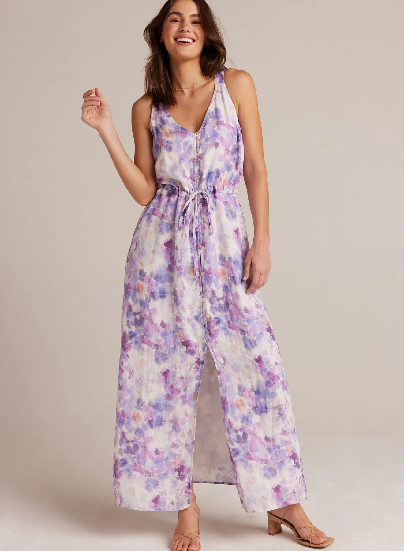 Linen Button Front Dress - Iris Floral Print sold by Bella Dahl