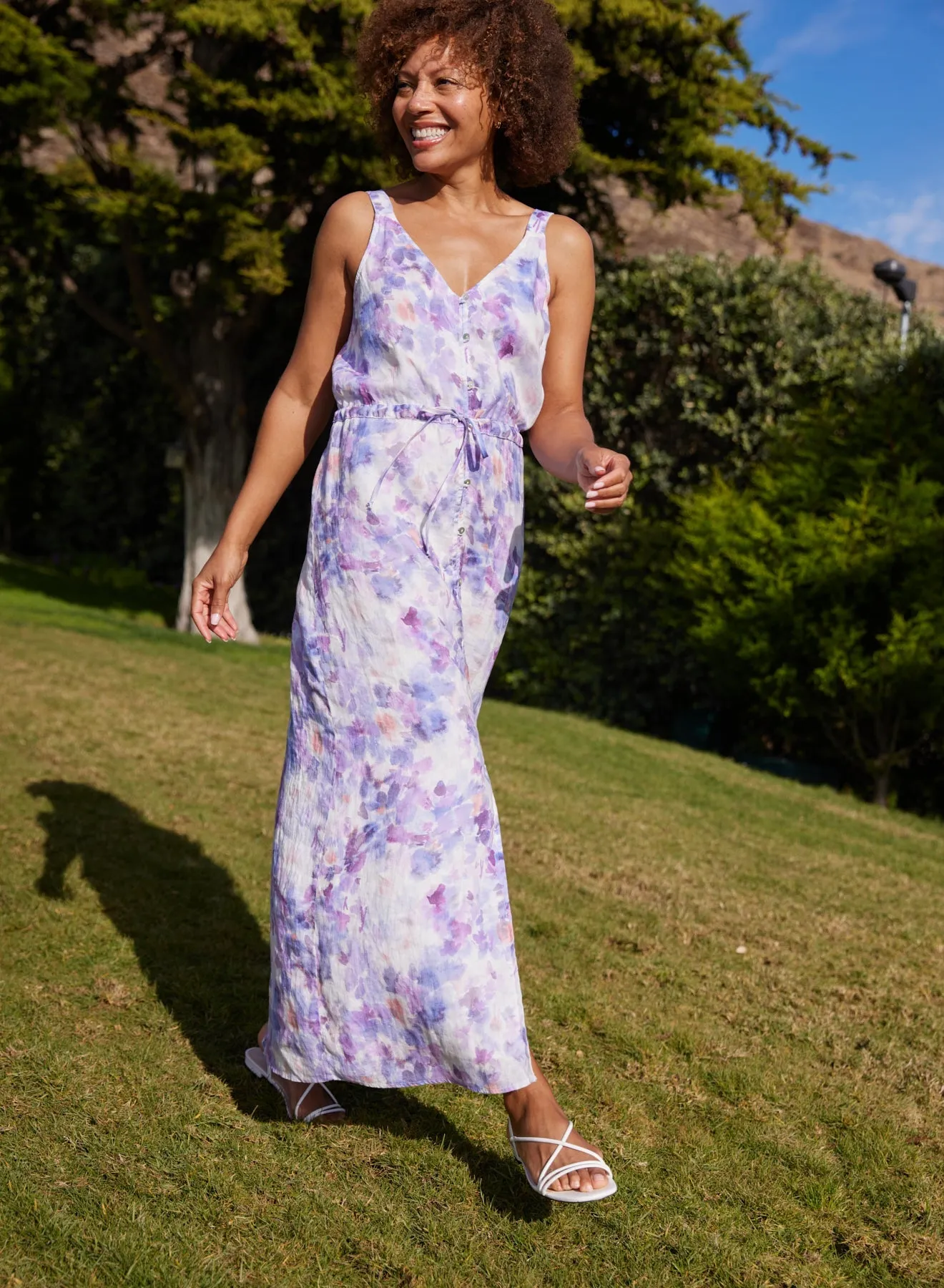 Linen Button Front Dress - Iris Floral Print sold by Bella Dahl product image thumbnail 4