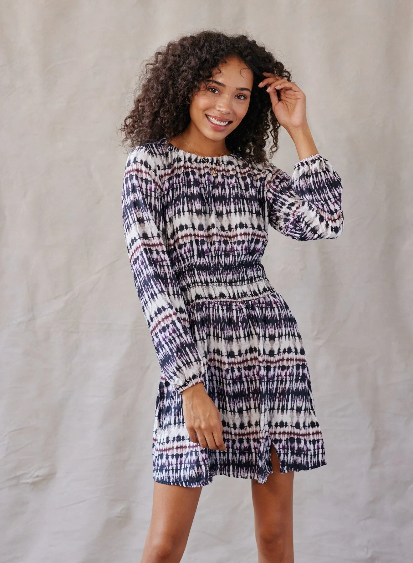 Jules Smocked Mini Dress - Rustic Stripe Print sold by Bella Dahl product image thumbnail 3