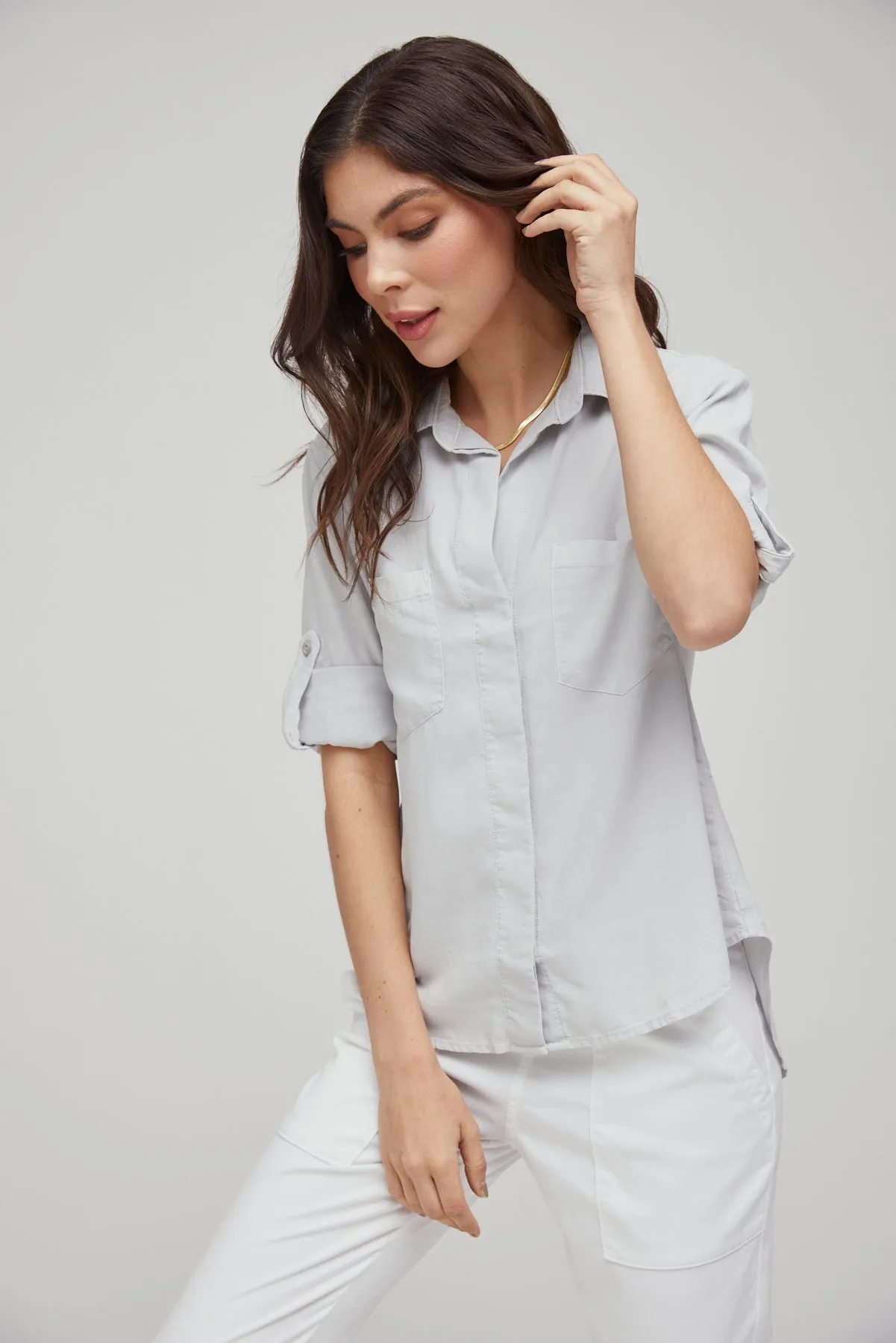 Split Back Button Down - Foggy Sky sold by Bella Dahl product image thumbnail 4