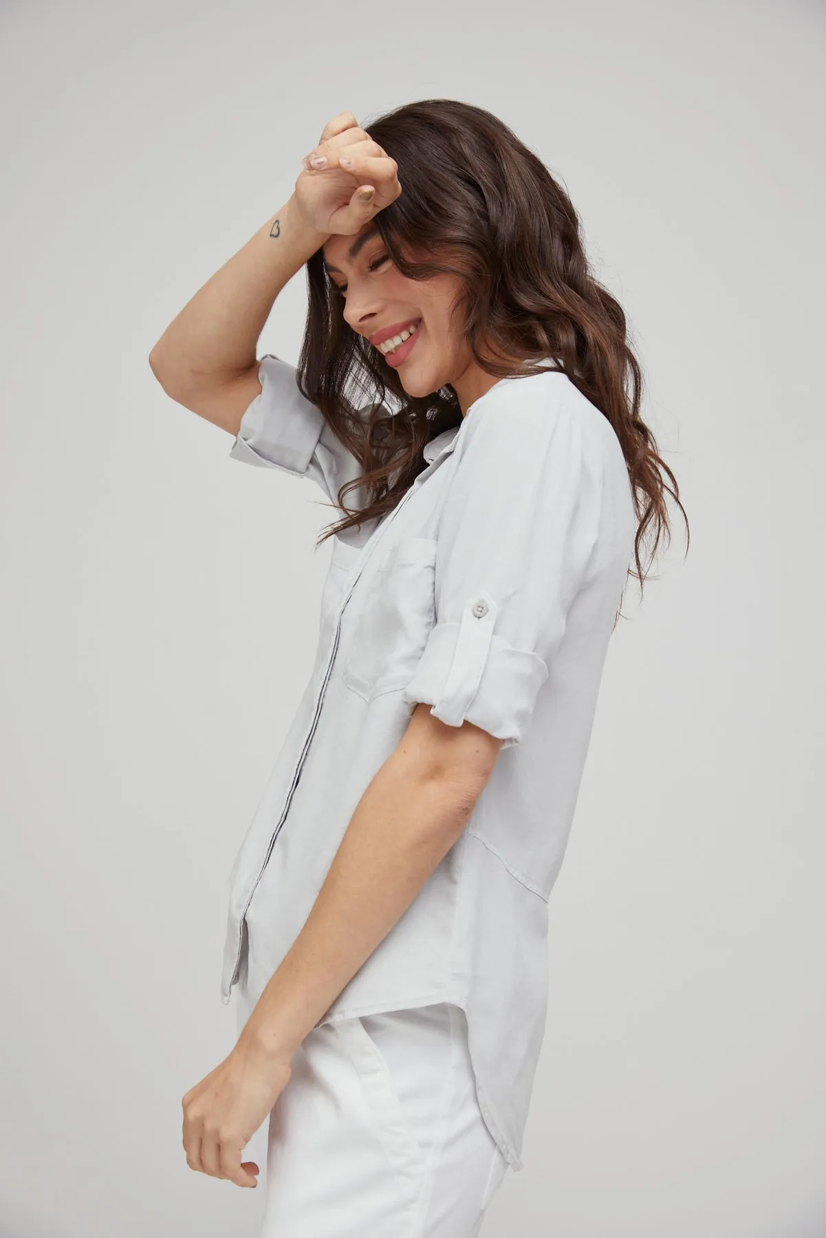 Split Back Button Down - Foggy Sky sold by Bella Dahl product image thumbnail 3