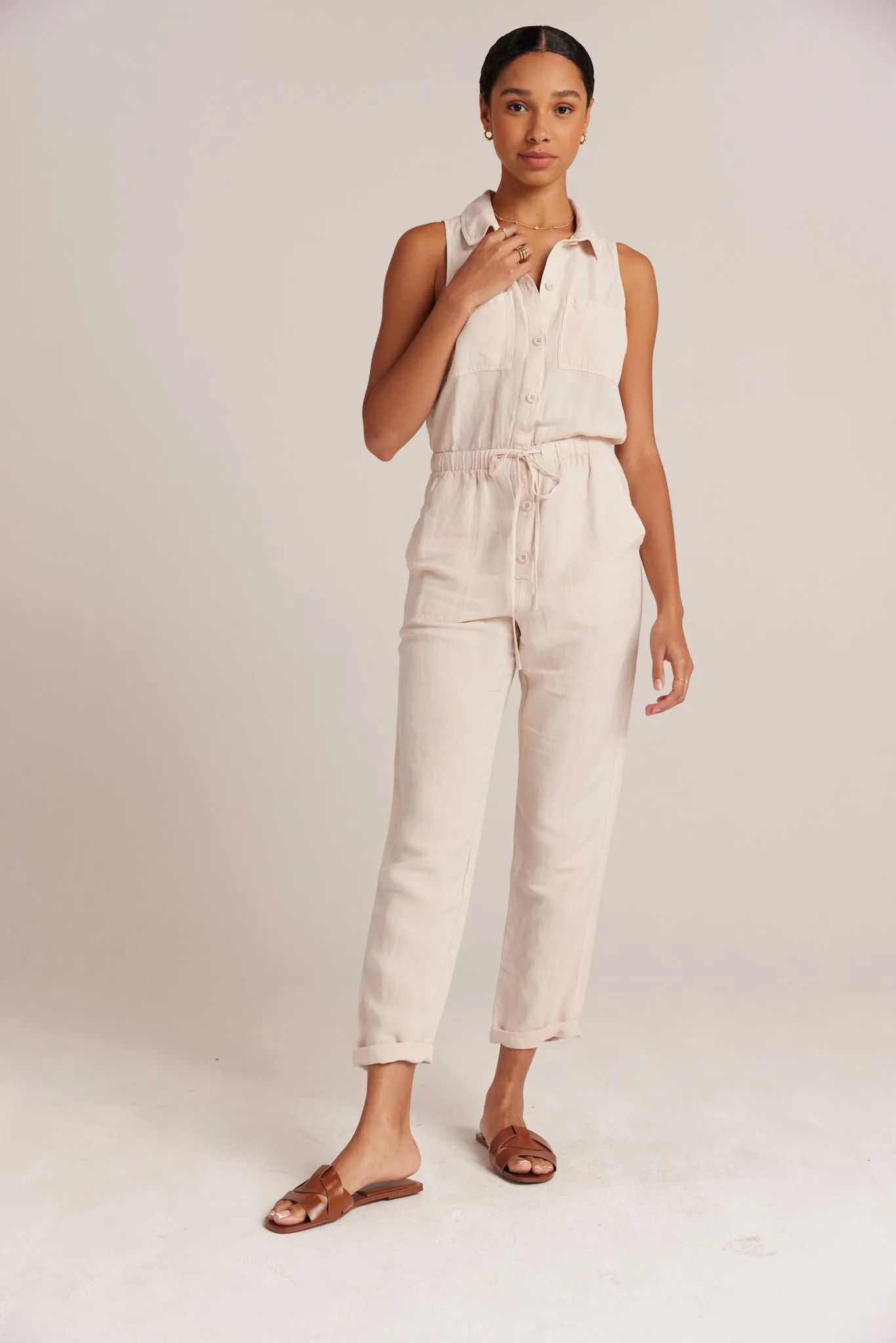 Sunday Pocket Jumpsuit - Sand Khaki sold by Bella Dahl