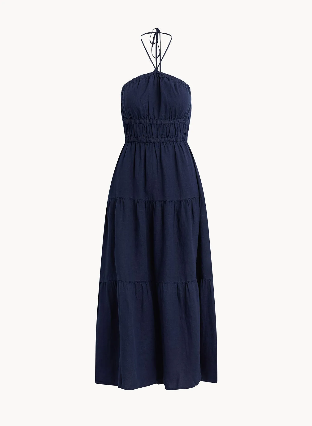 Gathered Halter Midi Dress - Brazilian Navy sold by Bella Dahl