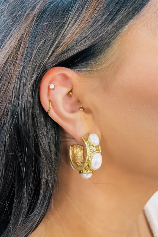 Elegant Passion Pearl Hoop Earrings sold by Bella Rose boutique