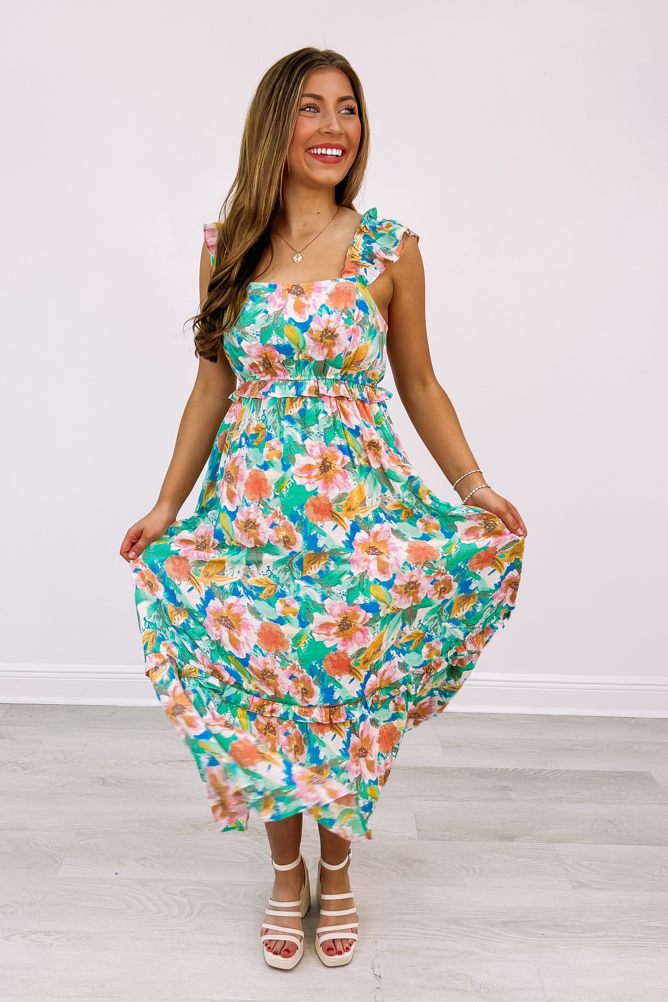 Sweet Adoration Floral Midi Dress sold by Bella Rose boutique product image thumbnail 5