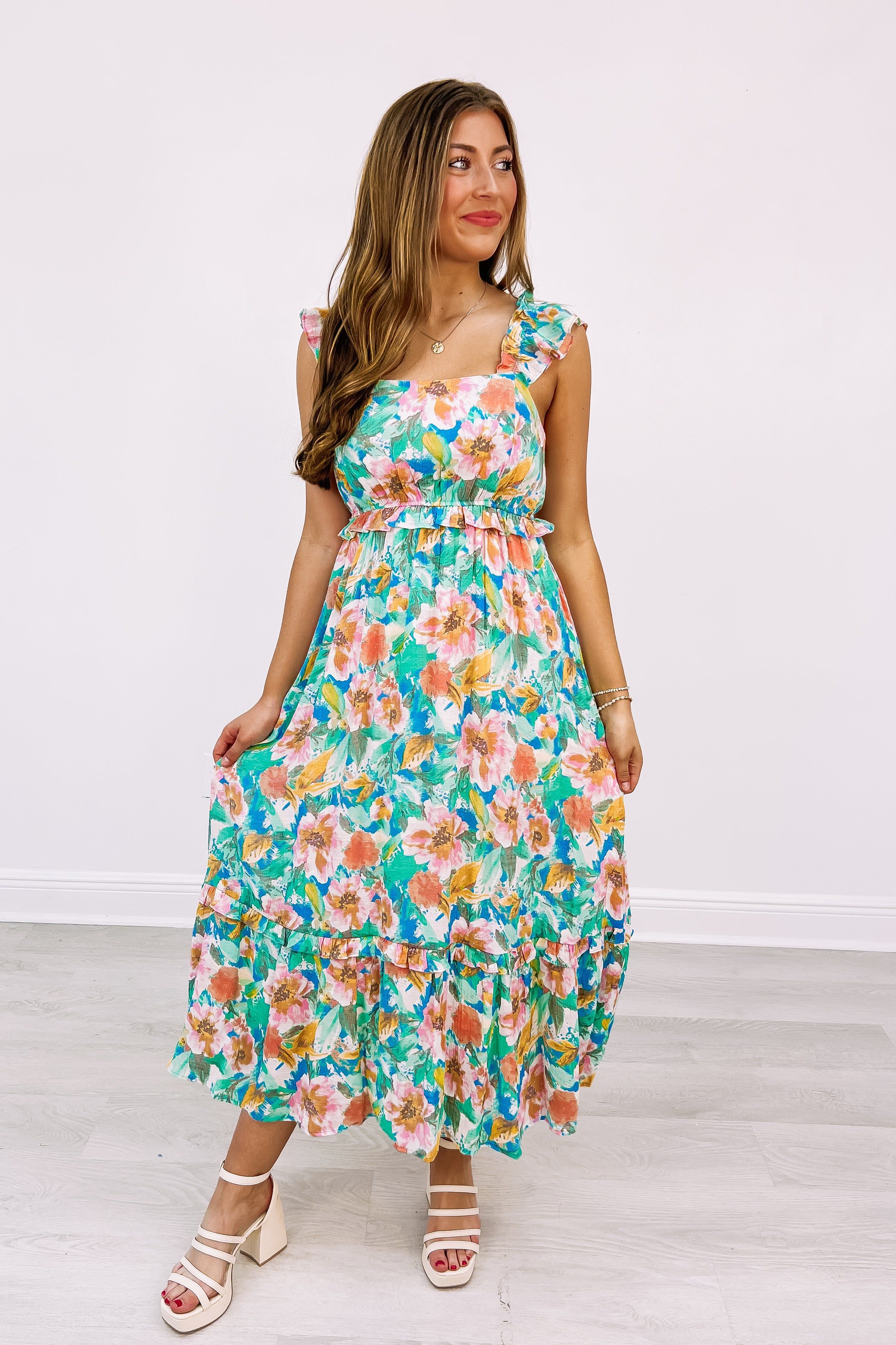 Sweet Adoration Floral Midi Dress sold by Bella Rose boutique product image thumbnail 2
