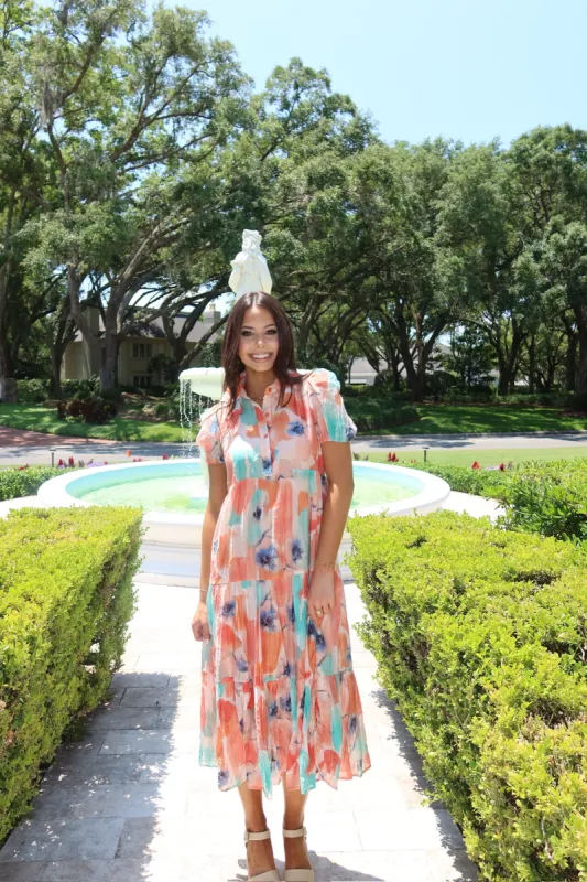 Into The Blooms Midi Dress sold by Bella Rose boutique