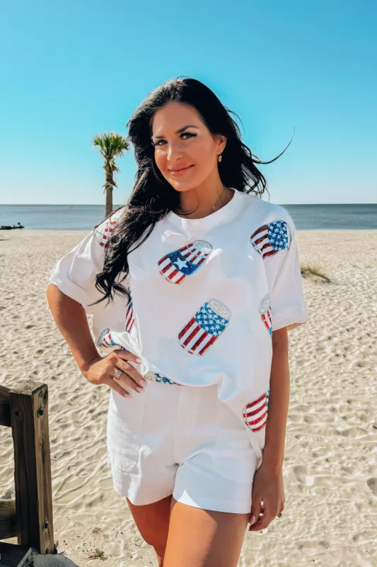 Party In The USA Sequin Top sold by Bella Rose boutique
