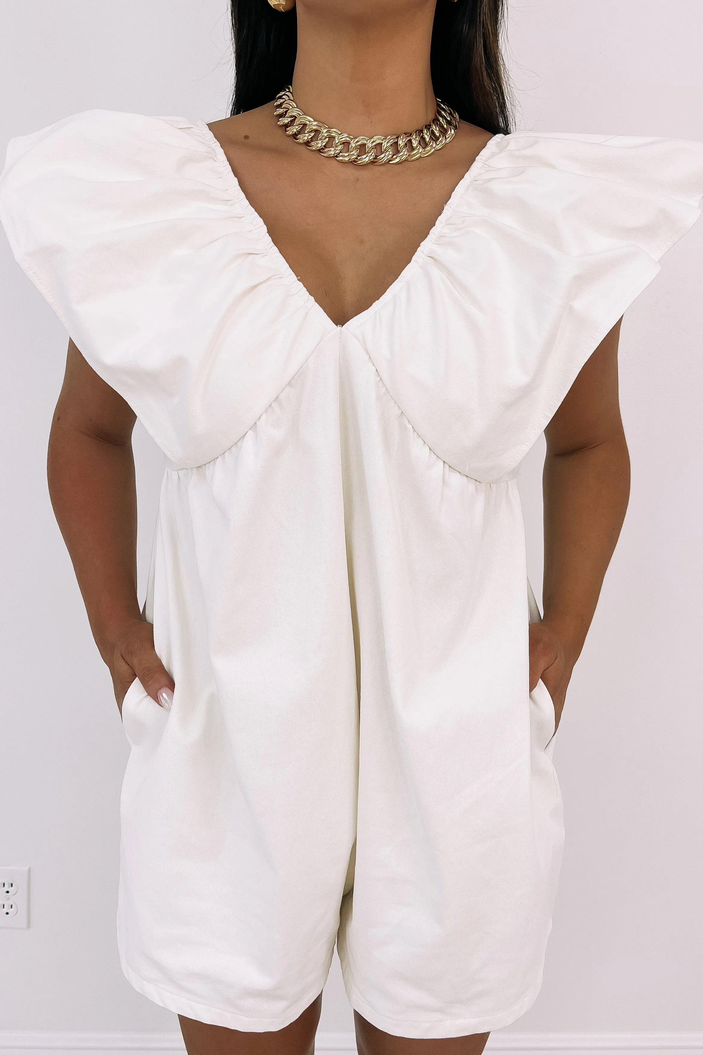 Whatever She Wants Denim Romper sold by Bella Rose boutique product image thumbnail 3