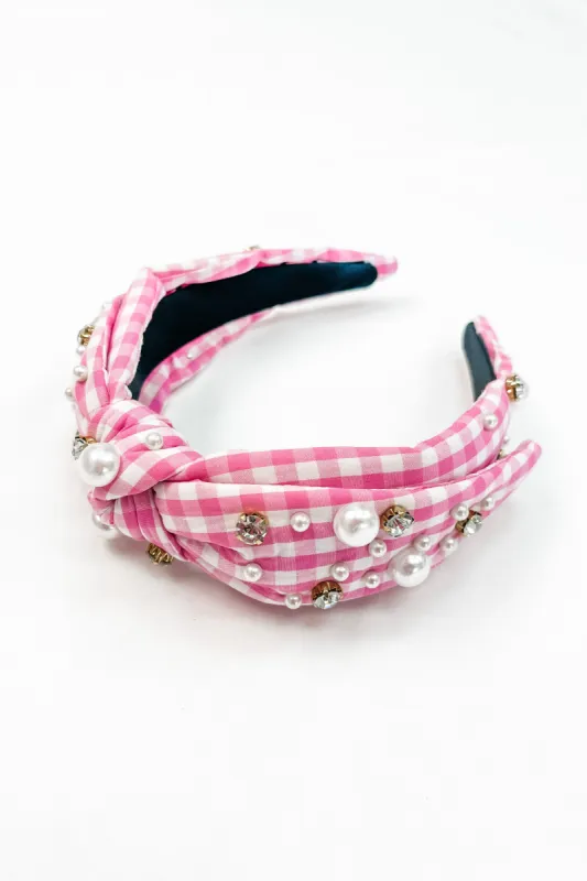 Gingham Crystal Embellished Headband sold by Bella Rose boutique