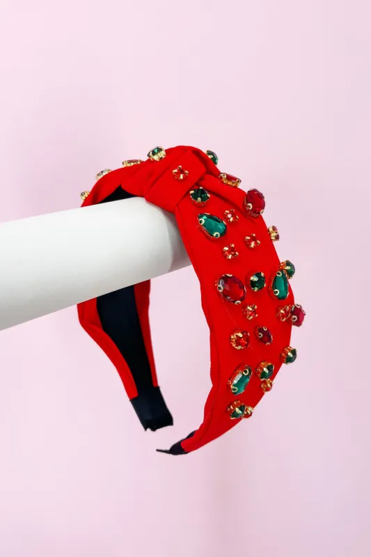 RESTOCK: Christmas Red Rhinestone Knot Headband sold by Bella Rose boutique