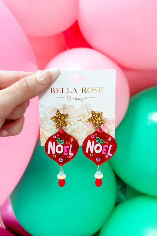 Festive Noel Ornament Acrylic Earrings sold by Bella Rose boutique