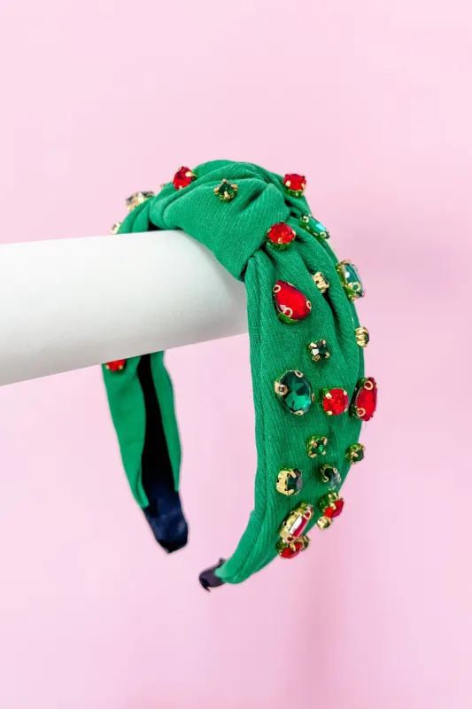 Christmas Green Rhinestone Knot Headband sold by Bella Rose boutique