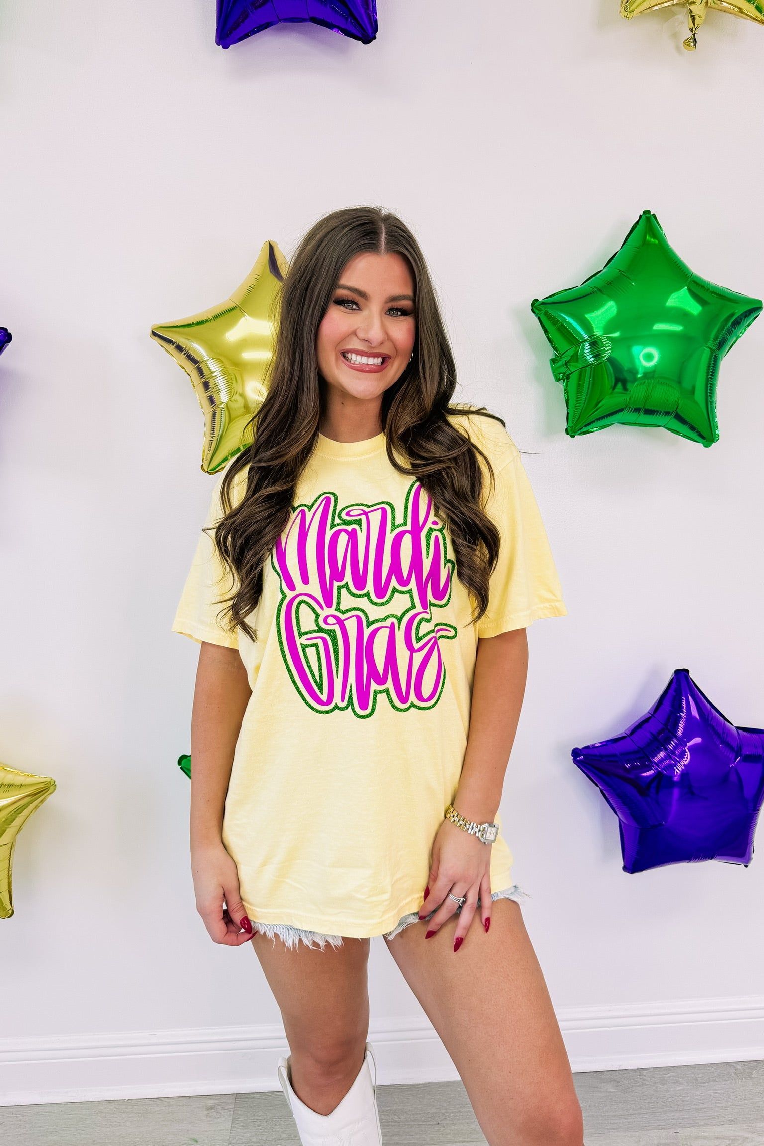 Having A Ball On Mardi Gras Graphic Tee sold by Bella Rose boutique