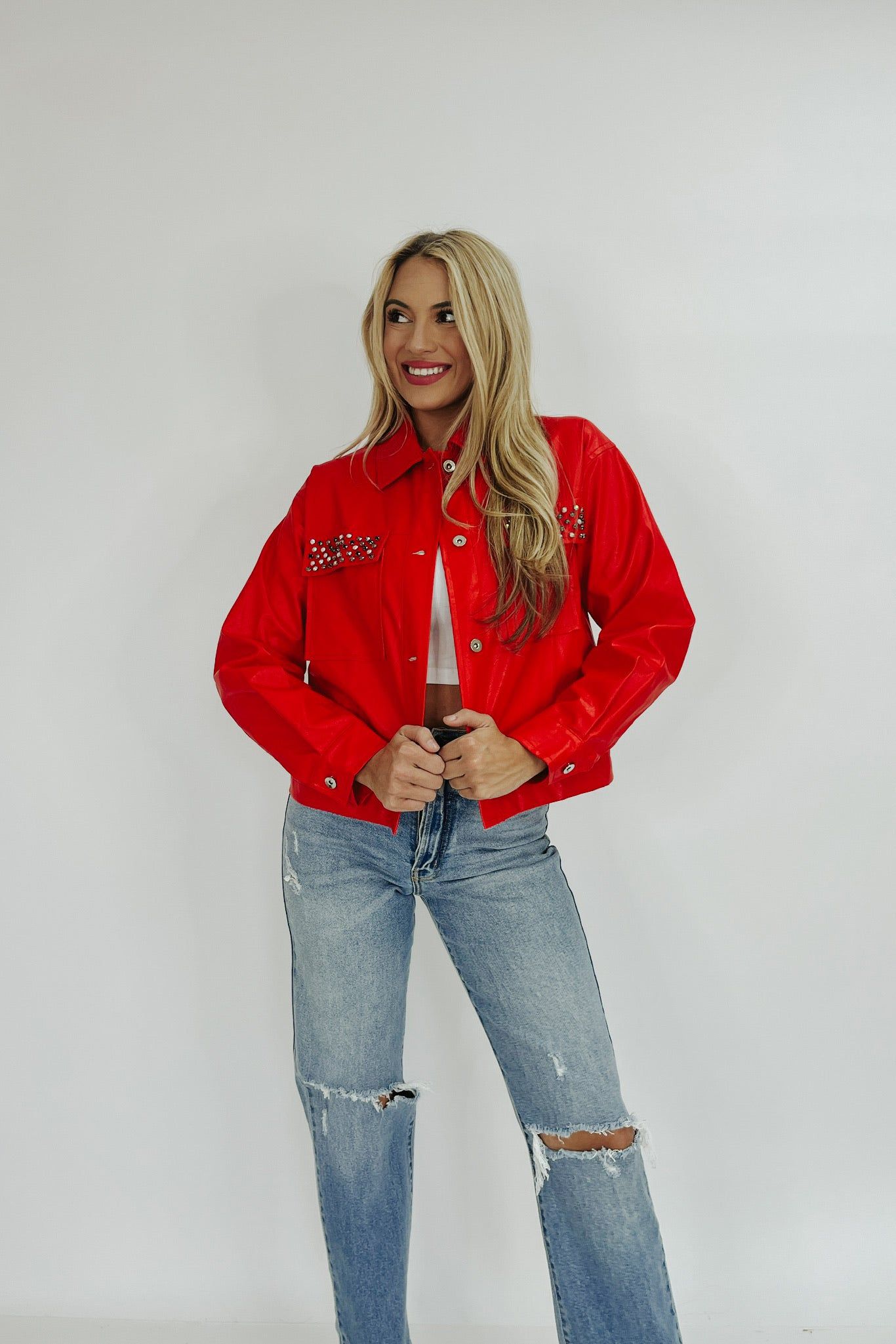 Fanciful Flair Faux Leather Jacket sold by Bella Rose boutique product image thumbnail 3