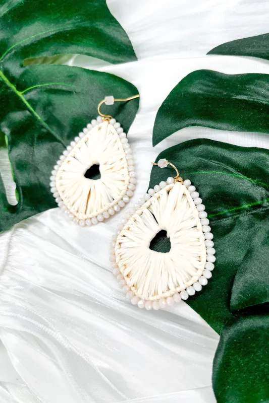 Raffia Beaded Oval Drop Earrings sold by Bella Rose boutique
