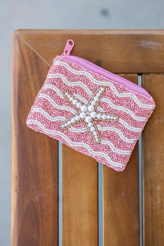 Pearl Starfish Seed Bead Coin Pouch sold by Bella Rose boutique