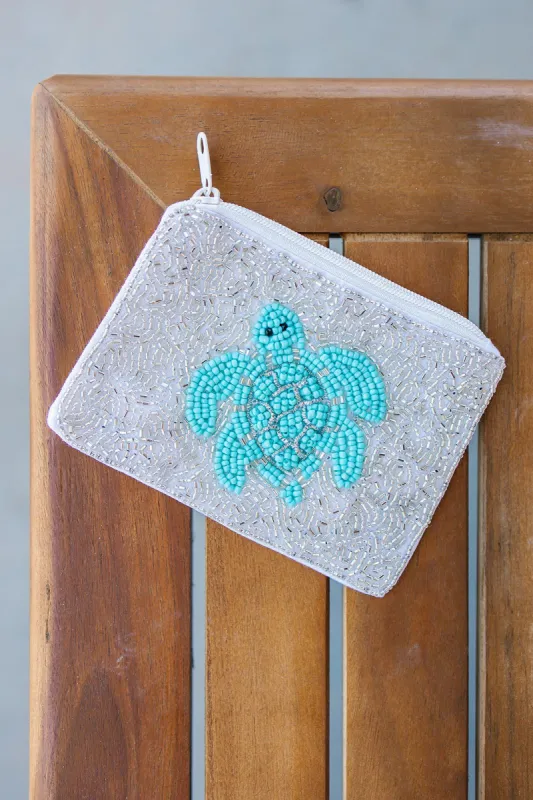Sea Turtle Seed Bead Coin Pouch sold by Bella Rose boutique