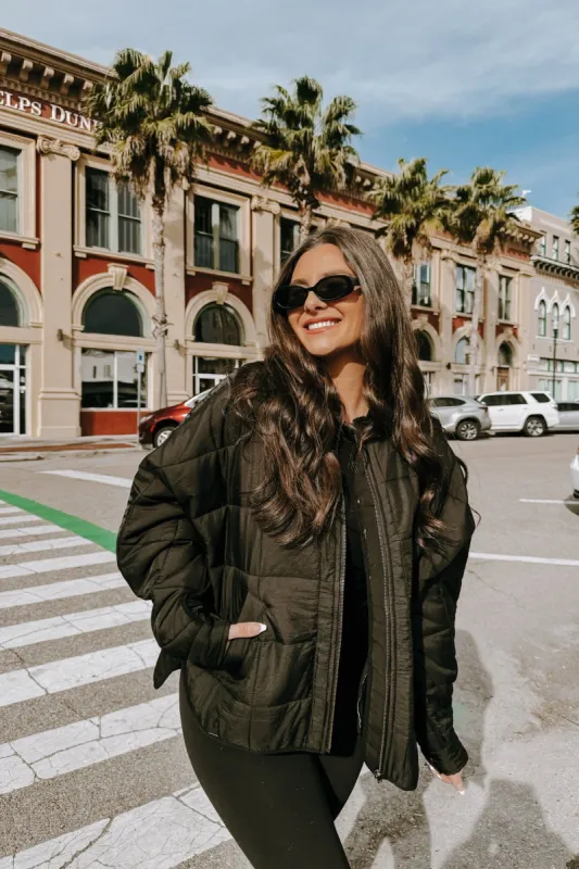 Never Pretend Quilted Jacket sold by Bella Rose boutique