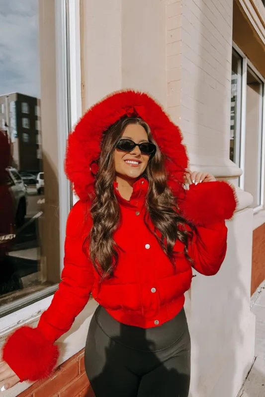 Aspen Babe Faux Fur Puffer Jacket sold by Bella Rose boutique