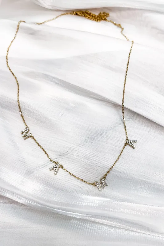 Dainty MAMA Crystal Necklace sold by Bella Rose boutique