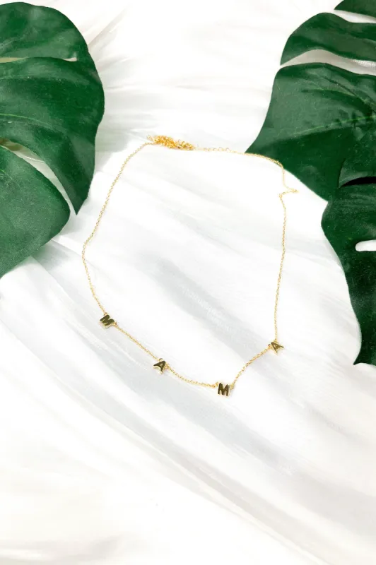 Dainty MAMA Gold Necklace sold by Bella Rose boutique