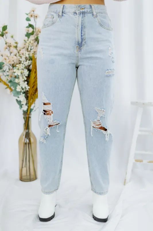 Unofficial Plans High Rise Distressed Girlfriend Jeans sold by Bella Rose boutique