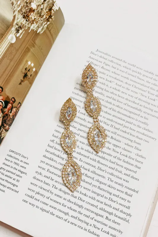 Tiered Oval Pave Rhinestone Earrings sold by Bella Rose boutique