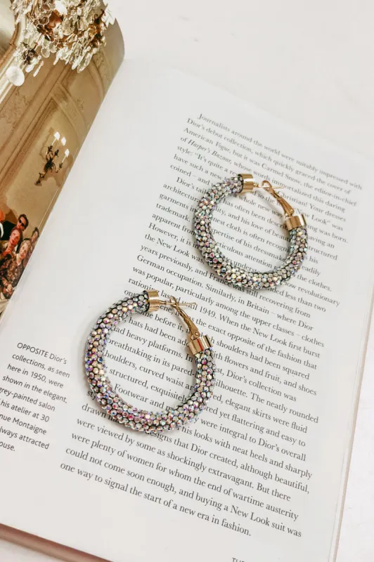 Crystal Rhinestone Embellished Hoop Earrings sold by Bella Rose boutique
