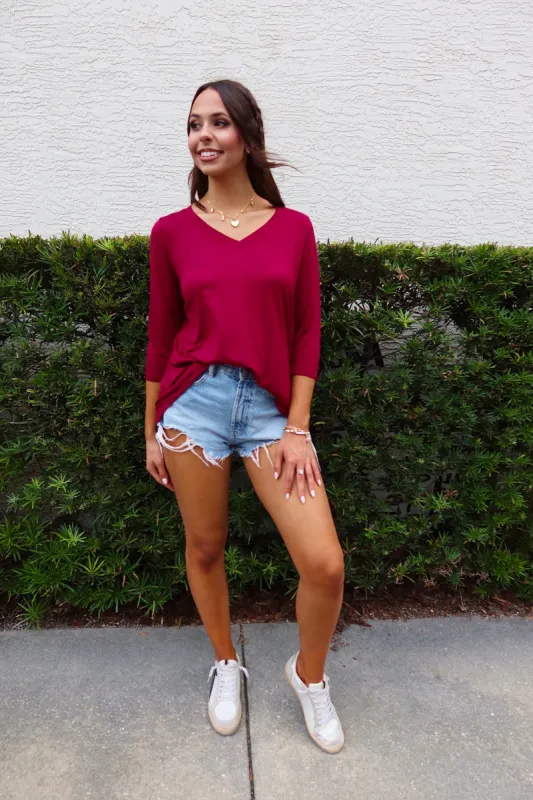 Just So Basic V-Neck Top sold by Bella Rose boutique