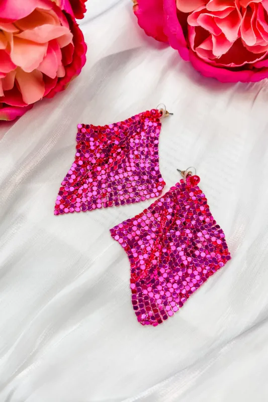 Square Mesh Chain Drop Earrings sold by Bella Rose boutique