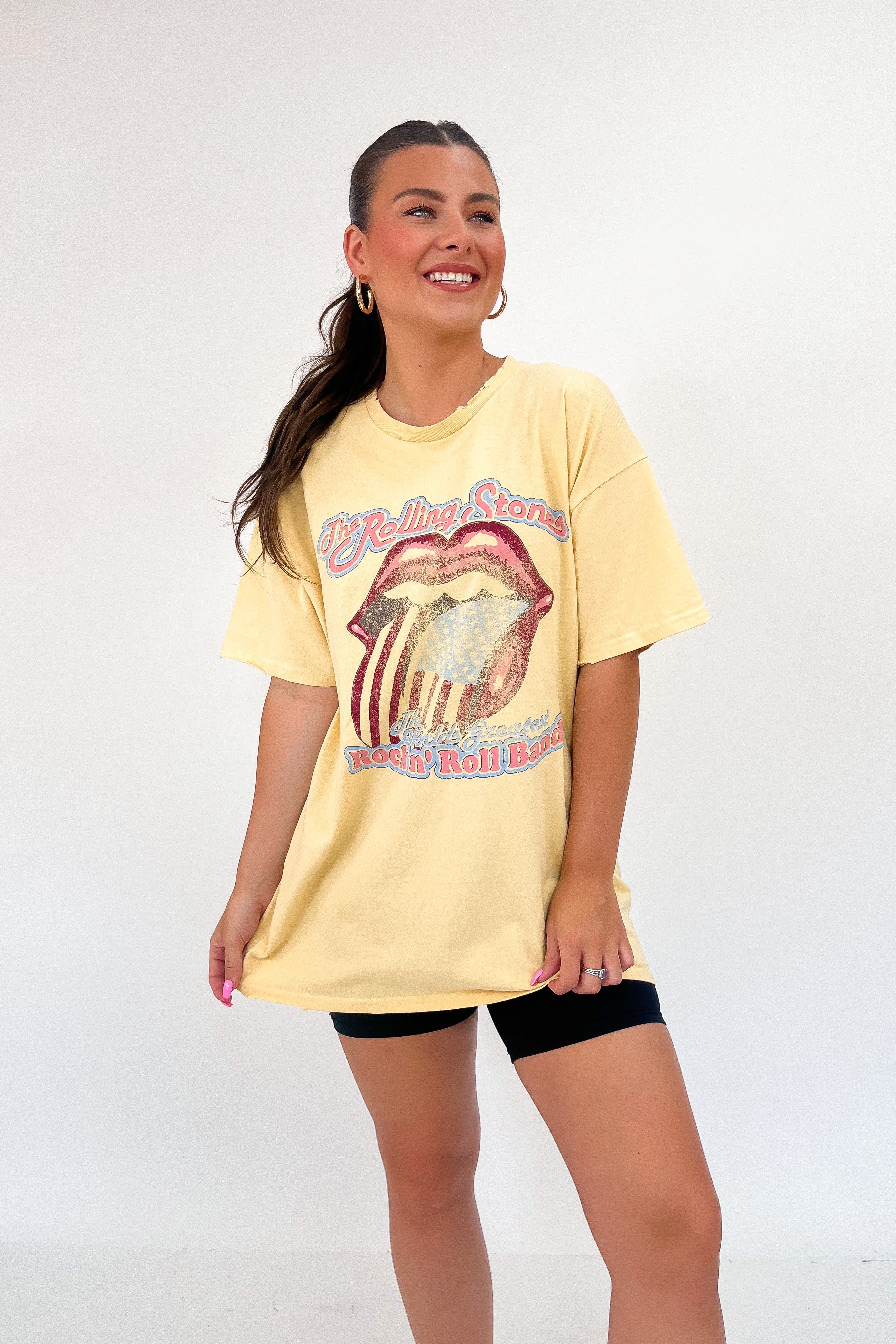 LivyLu Rolling Stones World's Greatest Distressed Tee sold by Bella Rose boutique product image thumbnail 4