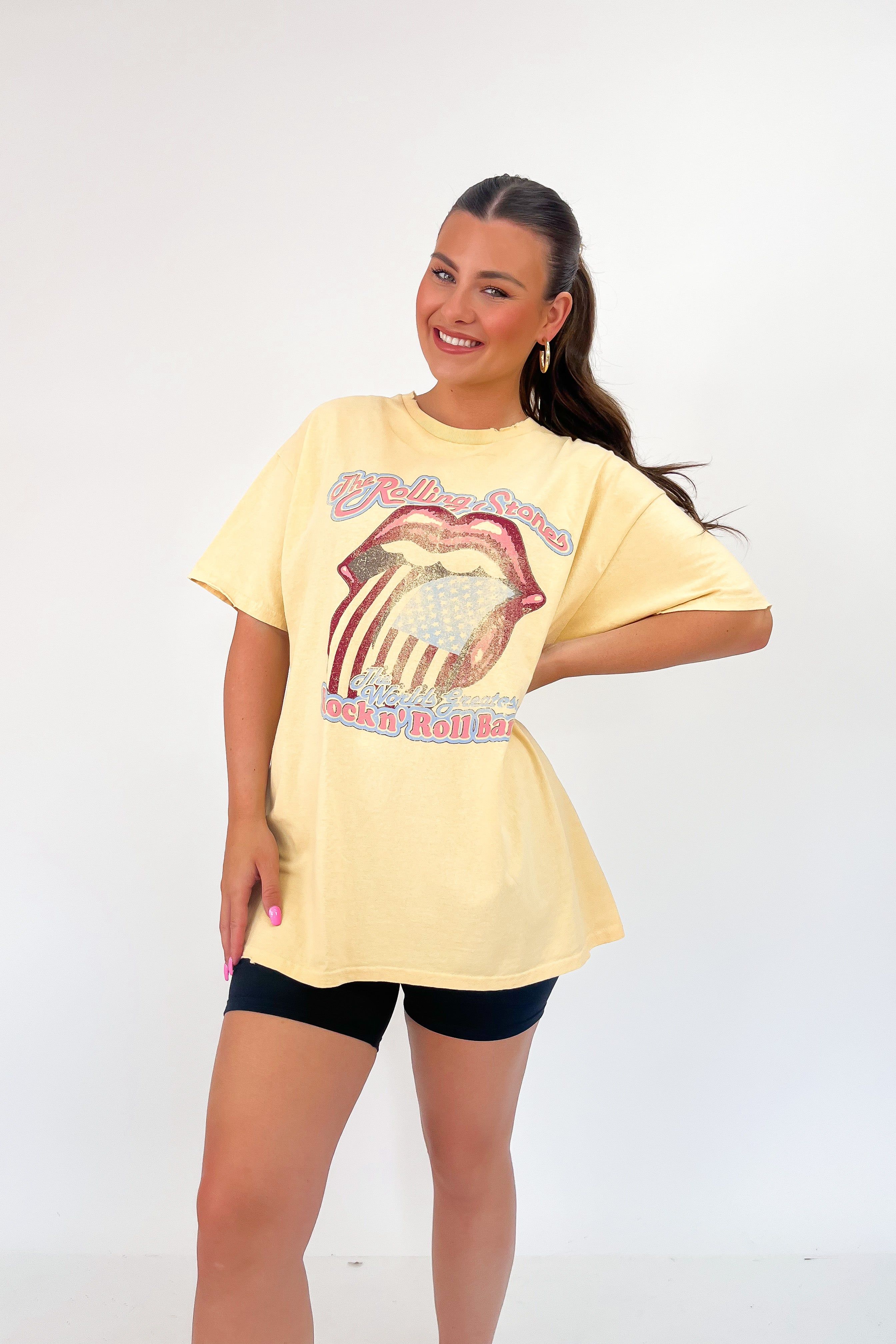 LivyLu Rolling Stones World's Greatest Distressed Tee sold by Bella Rose boutique product image thumbnail 3