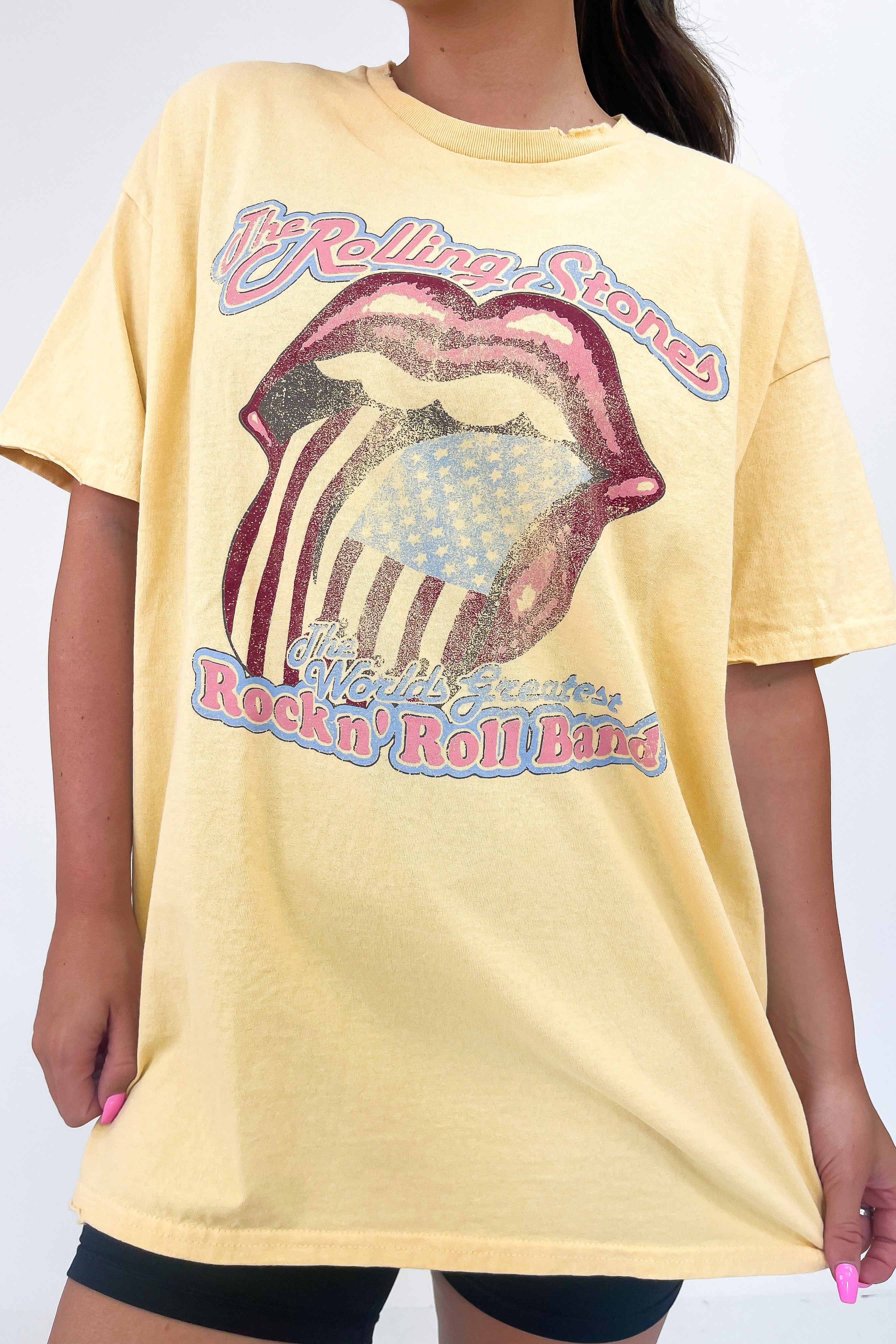 LivyLu Rolling Stones World's Greatest Distressed Tee sold by Bella Rose boutique product image thumbnail 2