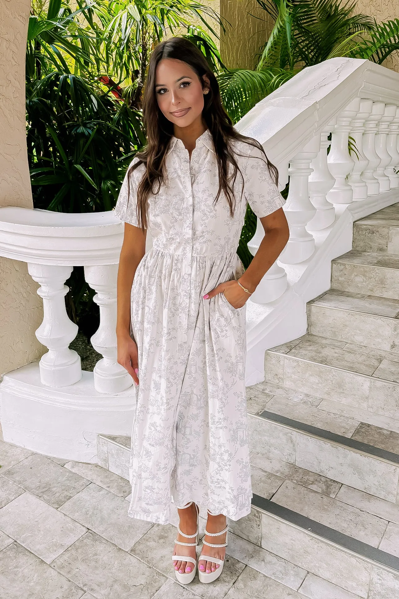 Stroll the Avenues Midi Dress sold by Bella Rose boutique