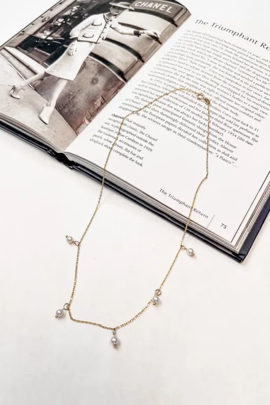 Five Pearl Dangle Necklace sold by Bella Rose boutique