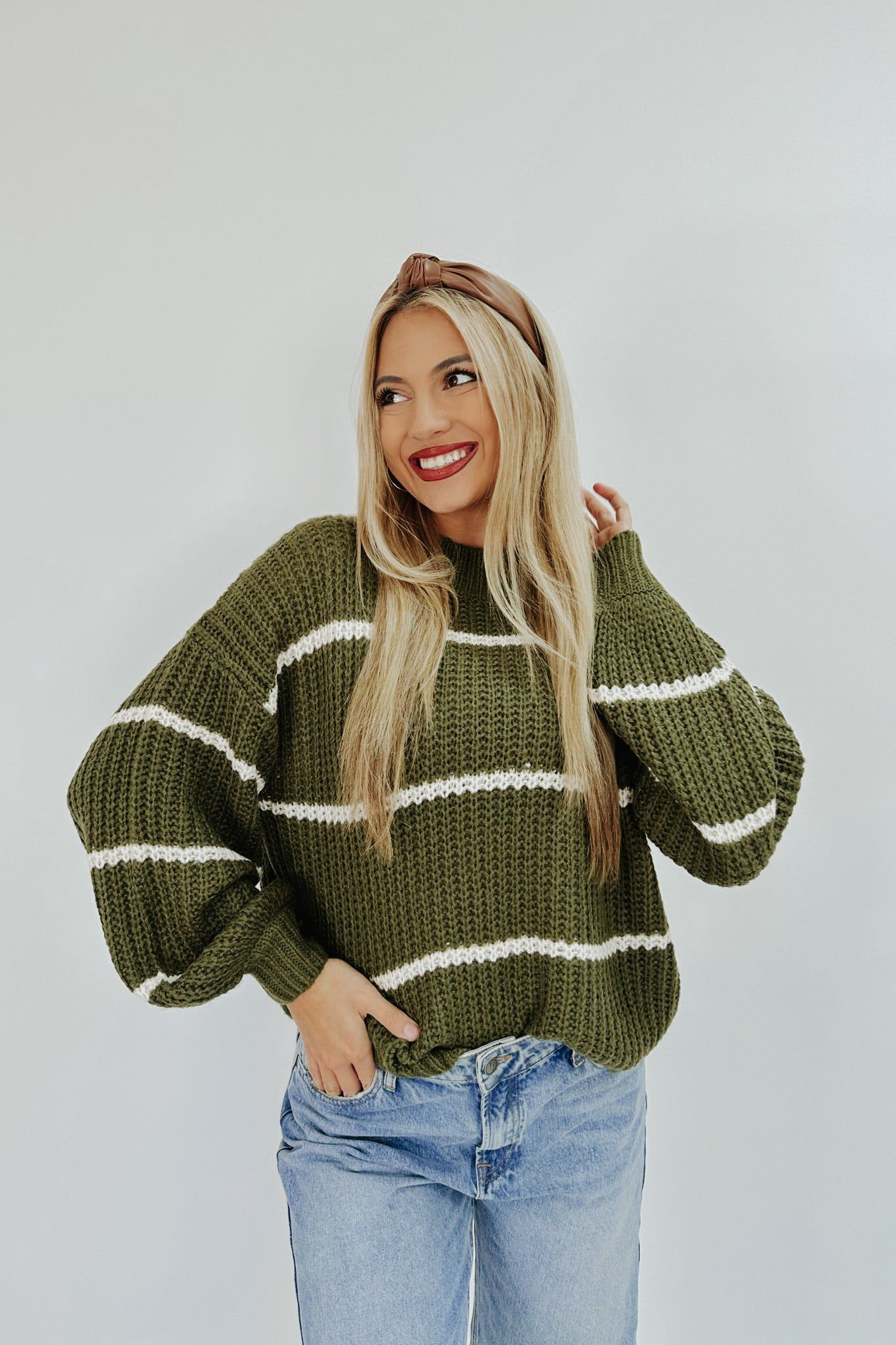 Cozied Up Striped Knit Sweater sold by Bella Rose boutique product image thumbnail 2
