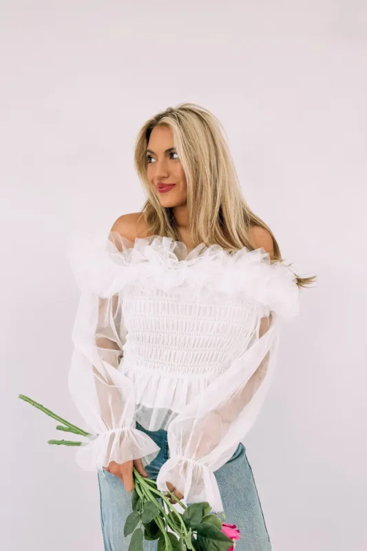 Ruffle Me Up Off Shoulder Top sold by Bella Rose boutique