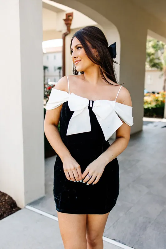 Aubrey Bow Mini Dress sold by Bella Rose boutique