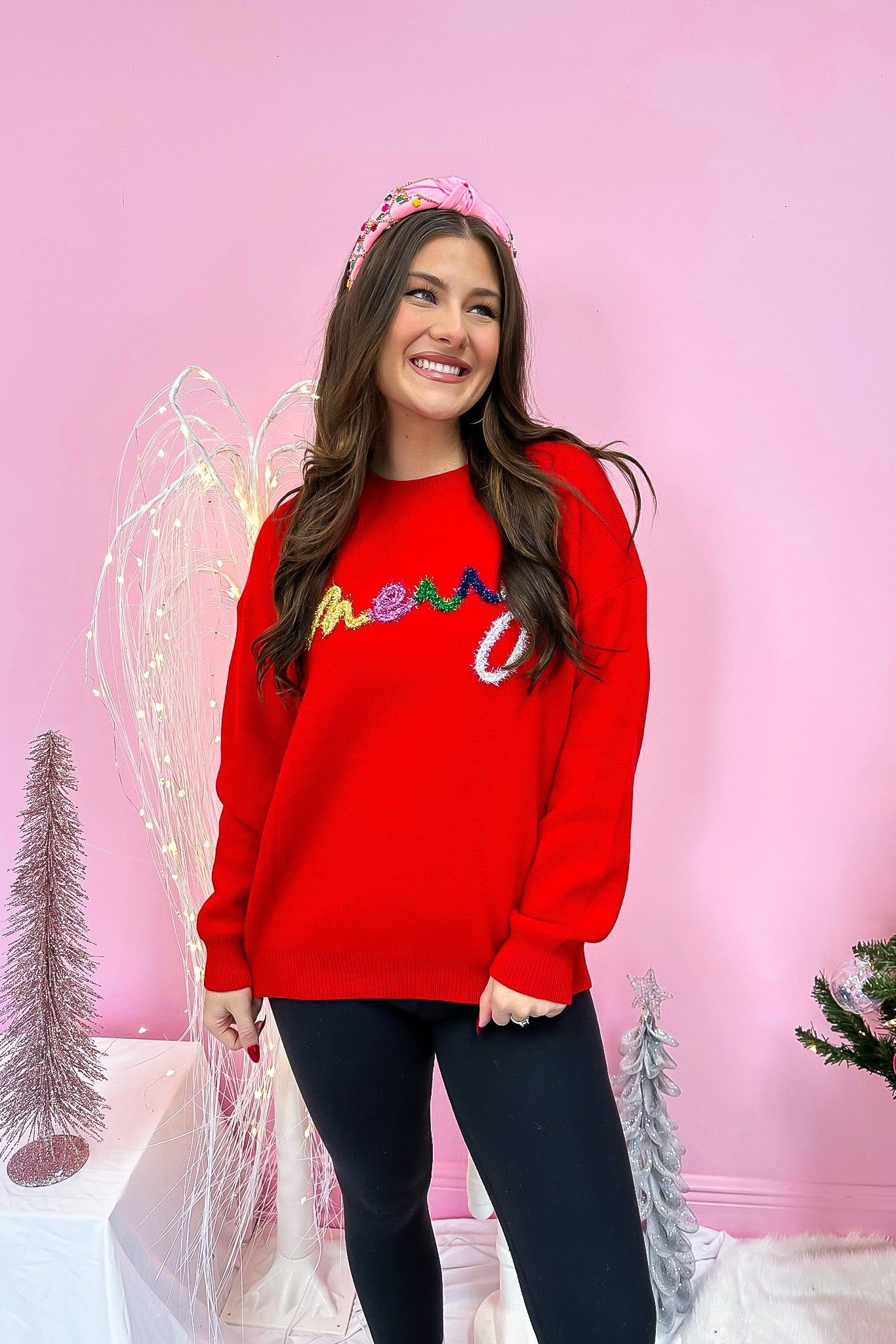 Cozy "Merry" Embellished Sweater sold by Bella Rose boutique