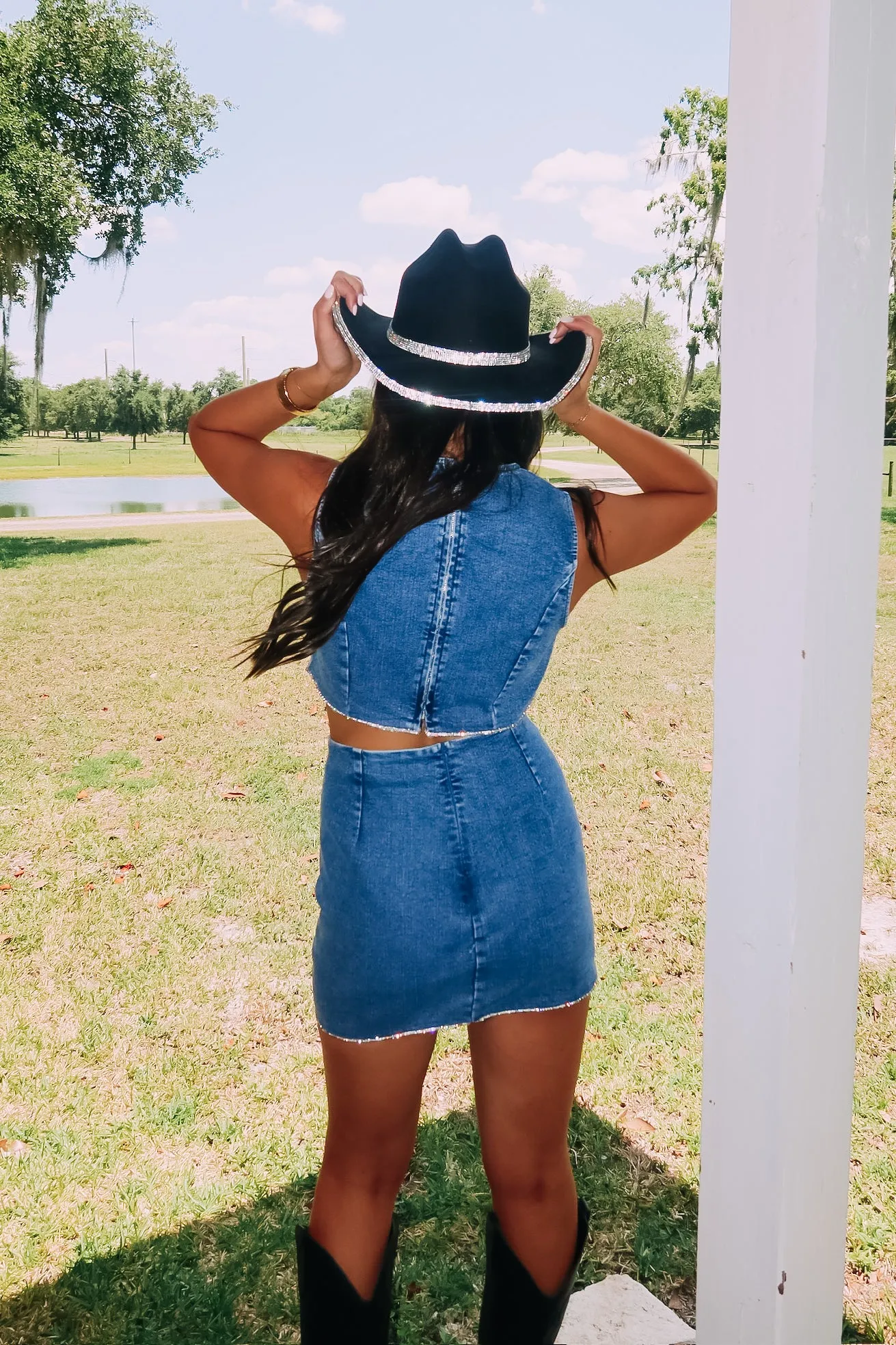 Western Shine Denim Crop Top sold by Bella Rose boutique product image thumbnail 3