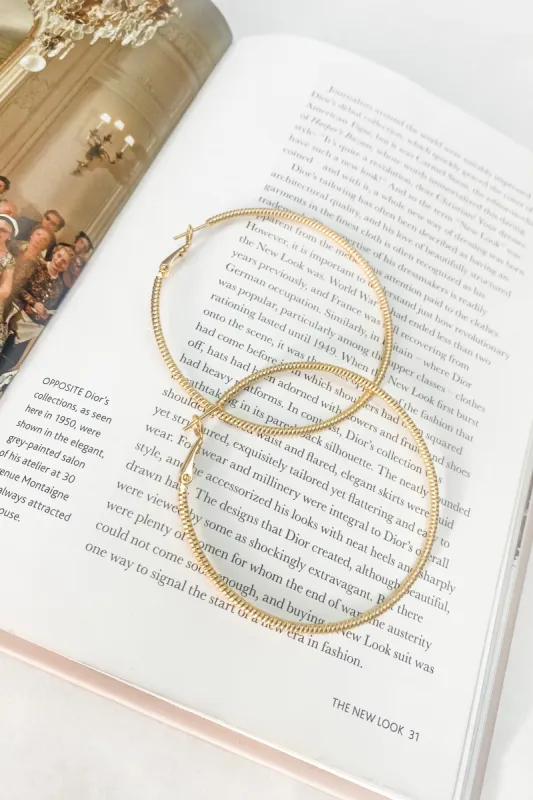 Christi Textured Gold Hoop Earrings sold by Bella Rose boutique