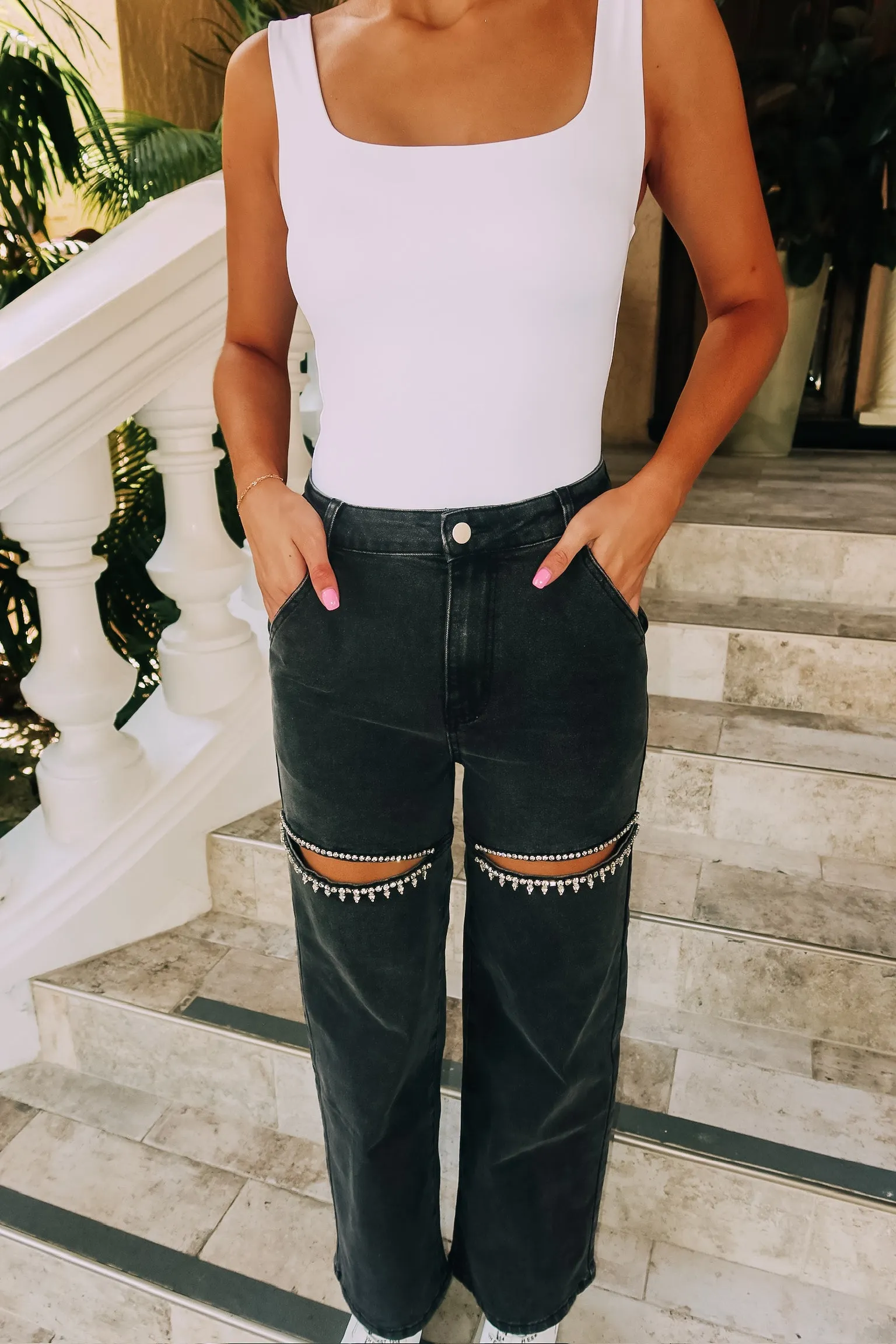 RESTOCK: So Long, London Rhinestone Jeans sold by Bella Rose boutique product image thumbnail 2