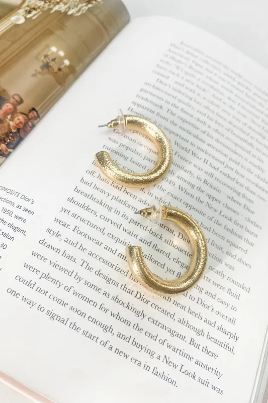 Isla Textured Gold Hoops sold by Bella Rose boutique