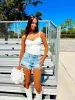 Concert Casual Denim Bustier Bodysuit sold by Bella Rose boutique