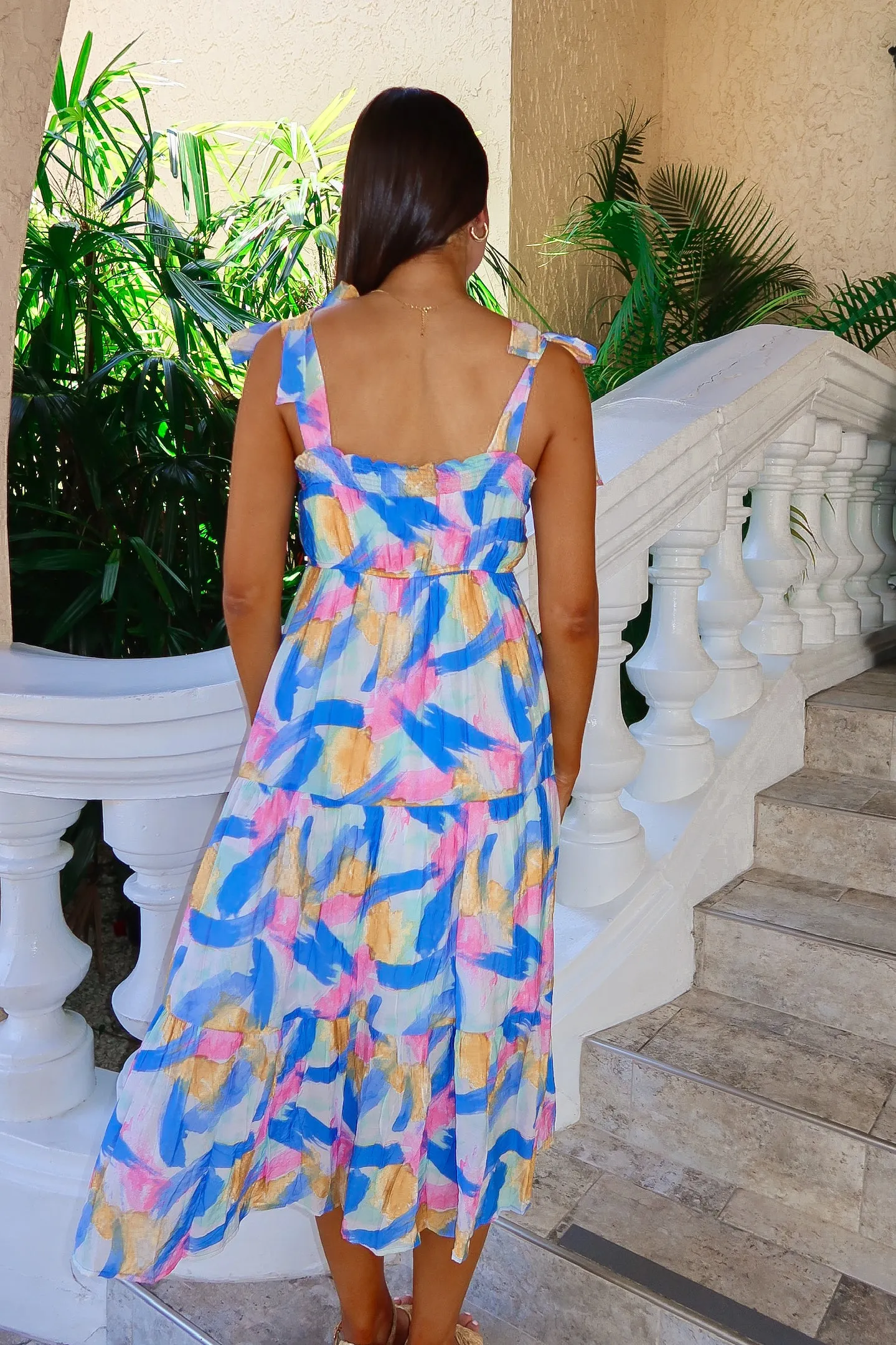 Painting Sunset Tiered Midi Dress sold by Bella Rose boutique product image thumbnail 4